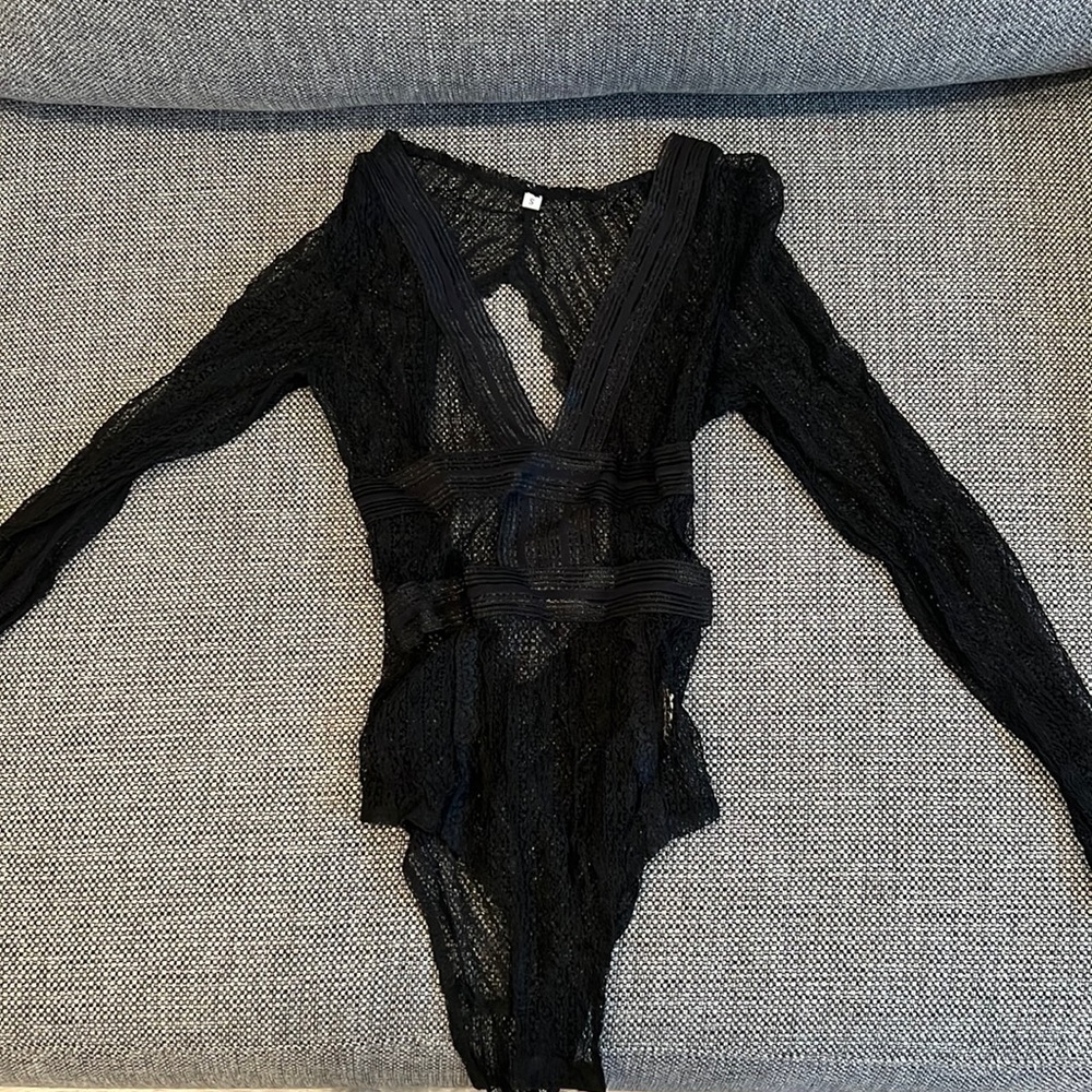 Boutique black lace body suit